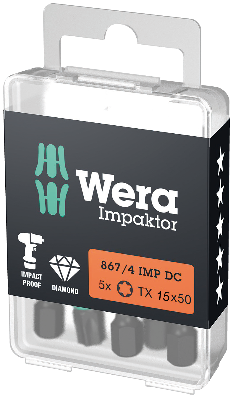 Wera 05057663001 867/4 IMP DC TX 15 X 50 MM TORX-BITS< IMPACT (1 PACK = 5PCS)