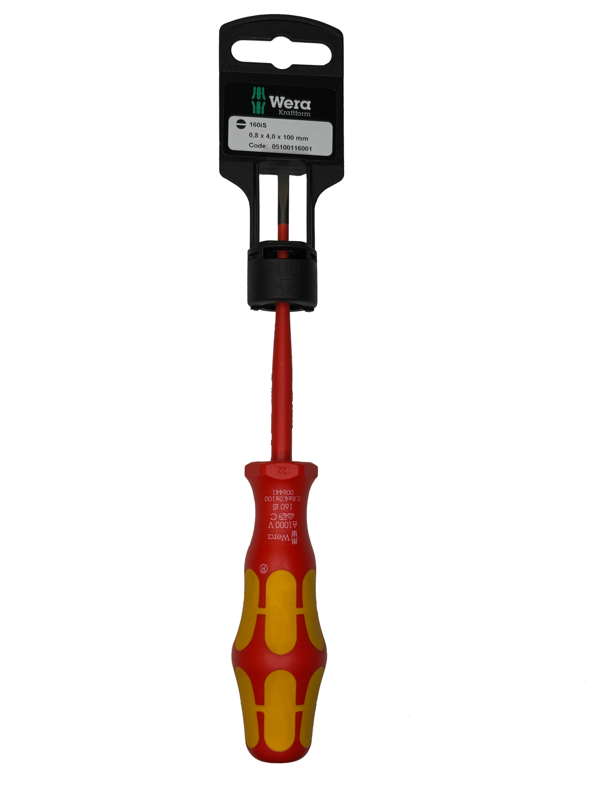 Wera 05100116001 160IS 0,8 X 4,0 X 100 MM HANG-TAG VDE INSULATED SCREWDRIVER