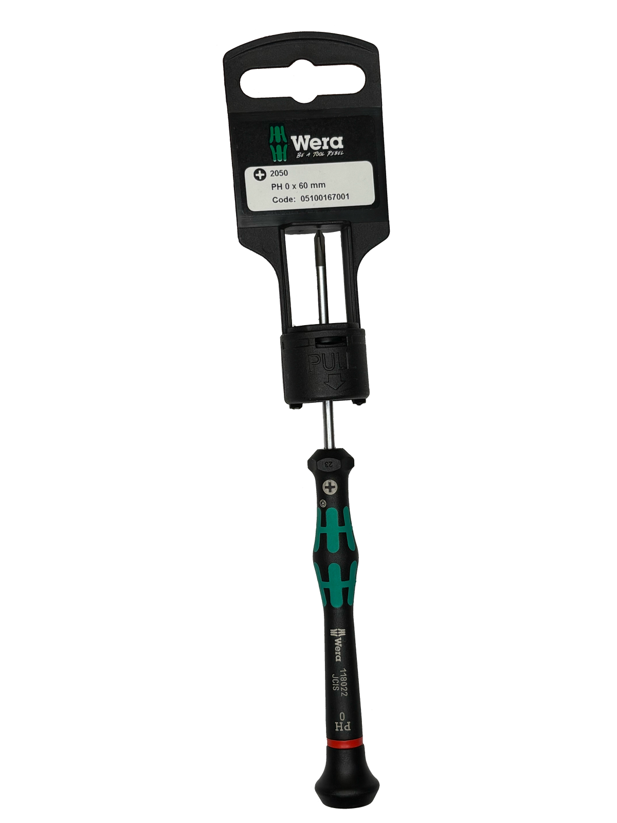 Wera 05100167001 2050 PH 0 X 60 MM HANG-TAG MICRO S/DRIVER FOR PHILLIPS SCREWS