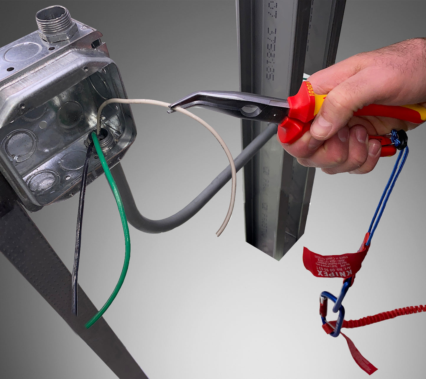 Knipex 26 26 200 T Long Nose 40° Angled Pliers with Cutter-1000V Insulated-Tethered Attachment - image 5