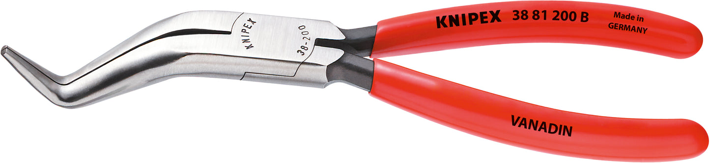 Knipex 38 81 200 B Long Nose Pliers without Cutter-Double Angled - KNIPEX Tools