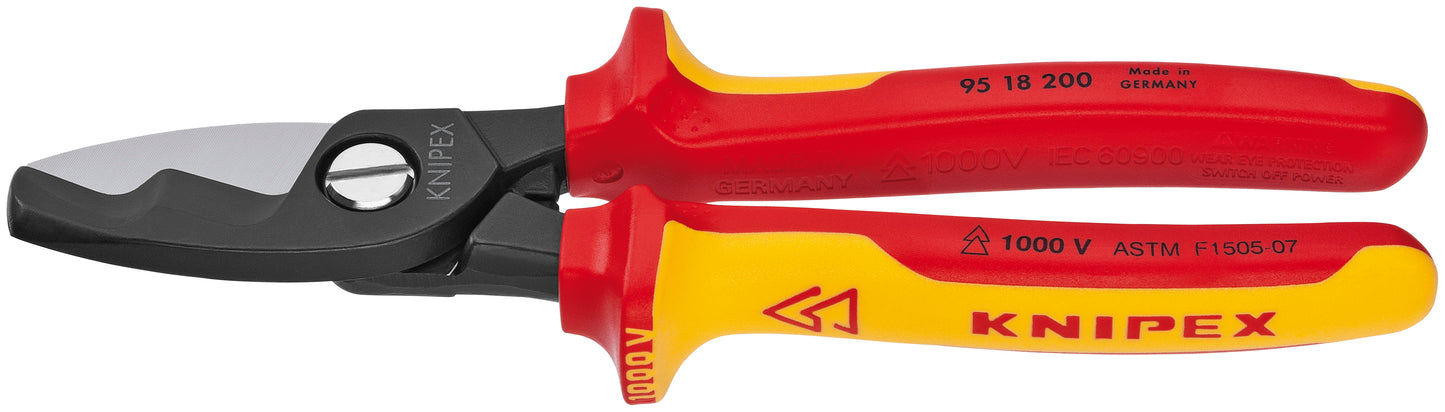Knipex 95 18 200 SBA Cable Shears-Twin Cutting Edges-1000V Insulated - KNIPEX Tools