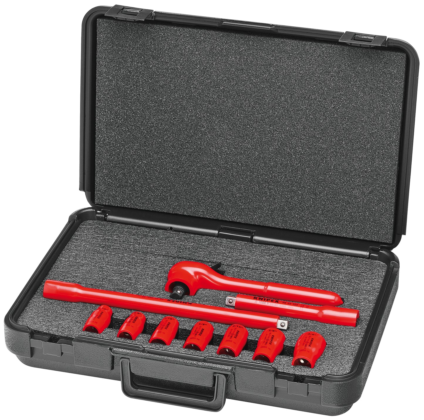 Knipex 98 99 11 S3 10 Pc Socket Set, 3/8" Drive, SAE, 1000V Insulated - KNIPEX Tools