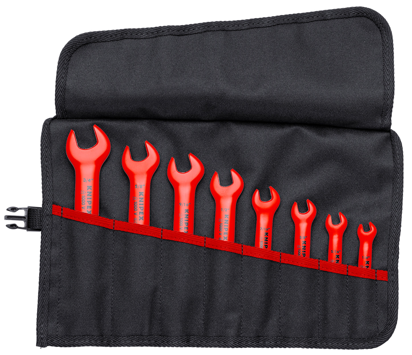 Knipex 98 99 13 S4 8 Pc Open End Wrench Set, SAE, 1000V Insulated - KNIPEX Tools