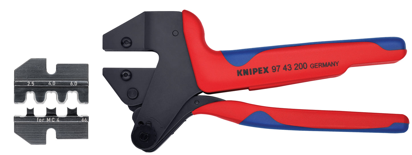 Knipex 9K 00 80 62 US Crimp System Pliers (97 43 200) + Crimp Die: Solar Connectors For MC4 Multi Contact (97 49 66) Packaged In A Protective Plastic Case - KNIPEX Tools