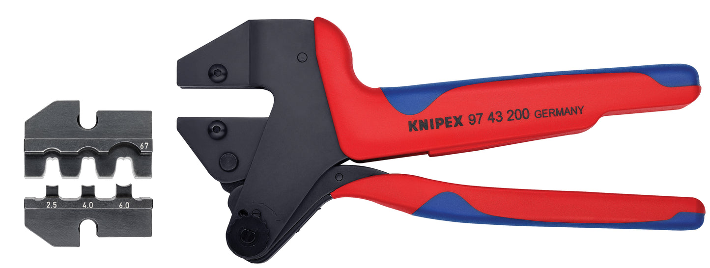 Knipex 9K 00 80 64 US Crimp System Pliers (97 43 200) + Crimp Die: Solar Connectors Suncon (Hirschmann): 2 1/2/4.0/6.0 10/11 (97 49 67) Packaged In A Protective Plastic Case - KNIPEX Tools