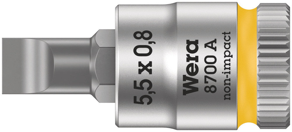 WERA 05003320001 8700 A FL ZYKLOP BIT SOCKET WITH 1/4" DRIVE, FL 0,8 X 5,5 X 28 MM