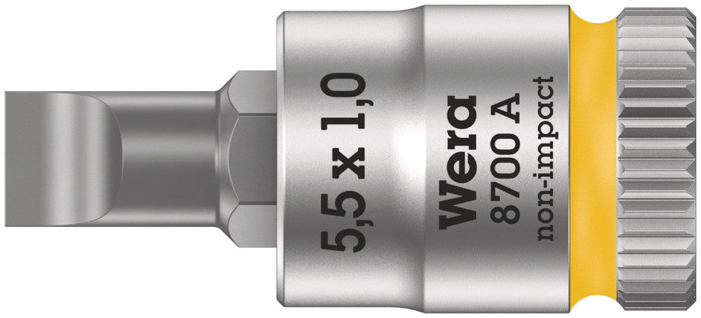 WERA 05003321001 8700 A FL ZYKLOP BIT SOCKET WITH 1/4" DRIVE, FL 1,0 X 5,5 X 28 MM