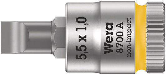 WERA 05003321001 8700 A FL ZYKLOP BIT SOCKET WITH 1/4" DRIVE, FL 1,0 X 5,5 X 28 MM
