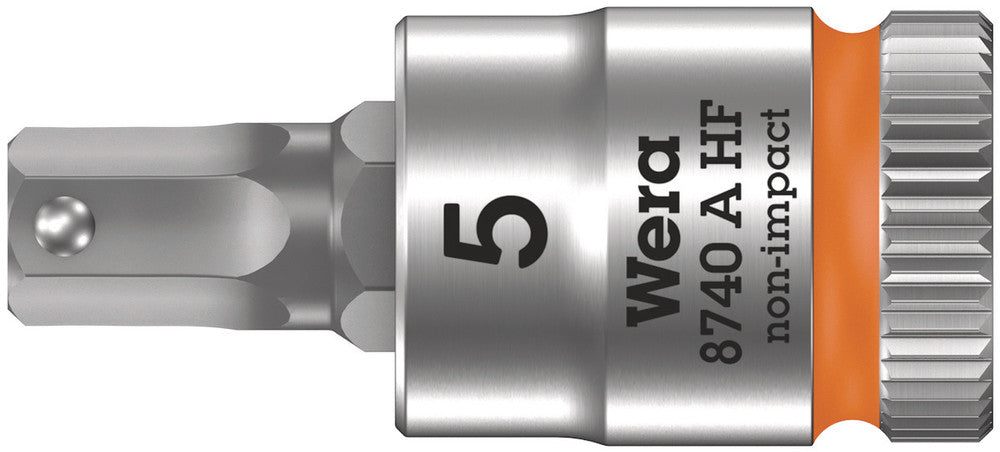 WERA 05003335001 8740 A HF ZYKLOP BIT SOCKET WITH 1/4" DRIVE WITH HOLDING FUNCTION, 5,0 X 28 MM