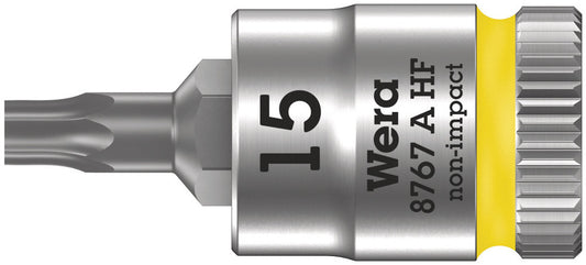 WERA 05003363001 8767 A HF TORX ZYKLOP BIT SOCKET WITH 1/4" DRIVE WITH HOLDING FUNCTION , TX 15 X 28 MM