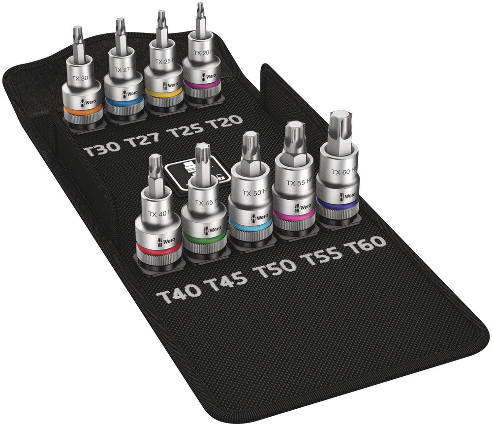 WERA 05004202001 8767 C HF TX 1 ZYKLOP BIT SOCKET SET WITH 1/2" DRIVE SOCKET WITH HOLDING FUNCTION 9PCS
