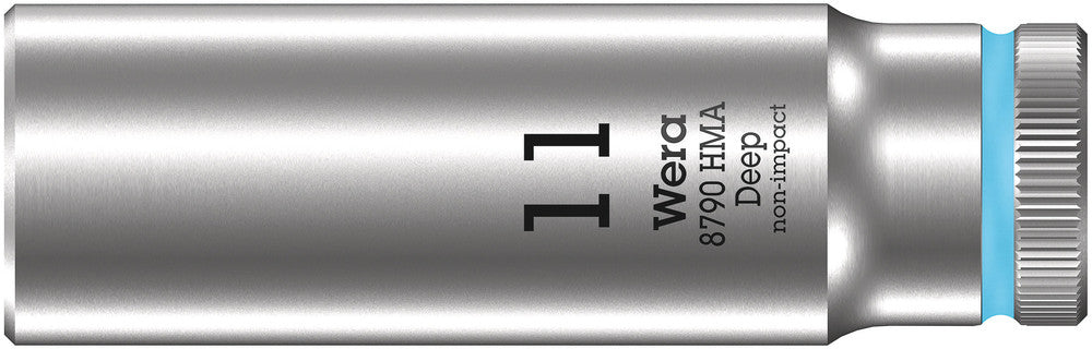 WERA 05004508001 8790 HMA DEEP SOCKETS (1/4" DRIVE SOCKETS - DEEP - 6-POINT) 1/4" DEEP SOCKET SW 11 CYAN