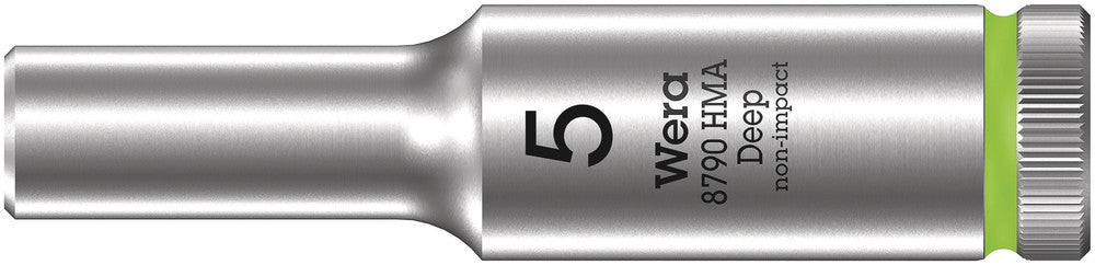 WERA 05004501001 8790 HMA DEEP SOCKETS (1/4" DRIVE SOCKETS - DEEP - 6-POINT) 1/4" DEEP SOCKET SW 5 NEON GREEN