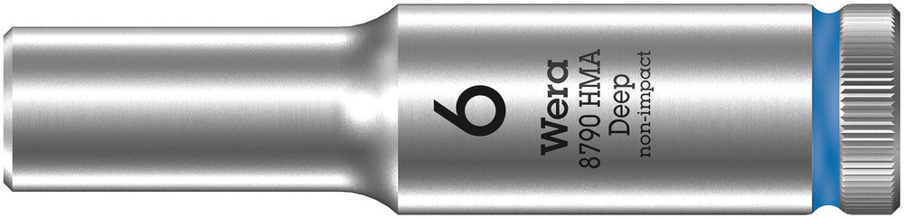 WERA 05004503001 8790 HMA DEEP SOCKETS (1/4" DRIVE SOCKETS - DEEP - 6-POINT) 1/4" DEEP SOCKET SW 6 BLUE