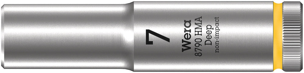 WERA 05004504001 8790 HMA DEEP SOCKETS (1/4" DRIVE SOCKETS - DEEP - 6-POINT) 1/4" DEEP SOCKET SW 7 YELLOW