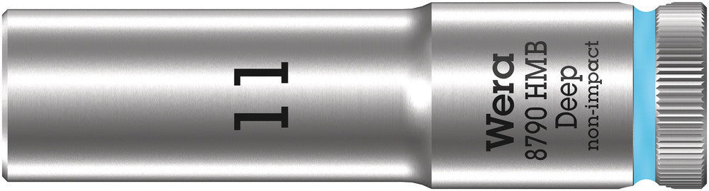 WERA 05004533001 8790 HMB DEEP (3/8" DRIVE SOCKETS - DEEP - 6-POINT) 3/8" DEEP SOCKET SW 11 CYAN