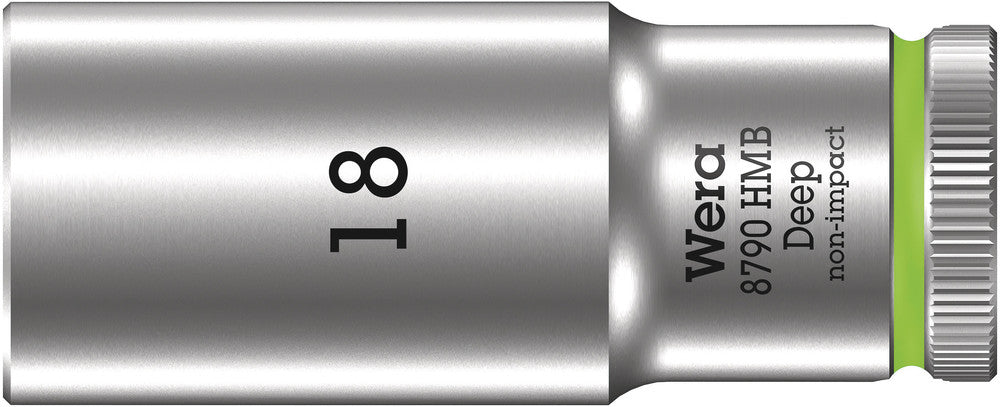 WERA 05004540001 8790 HMB DEEP (3/8" DRIVE SOCKETS - DEEP - 6-POINT) 3/8" DEEP SOCKET SW 18 NEON GREEN