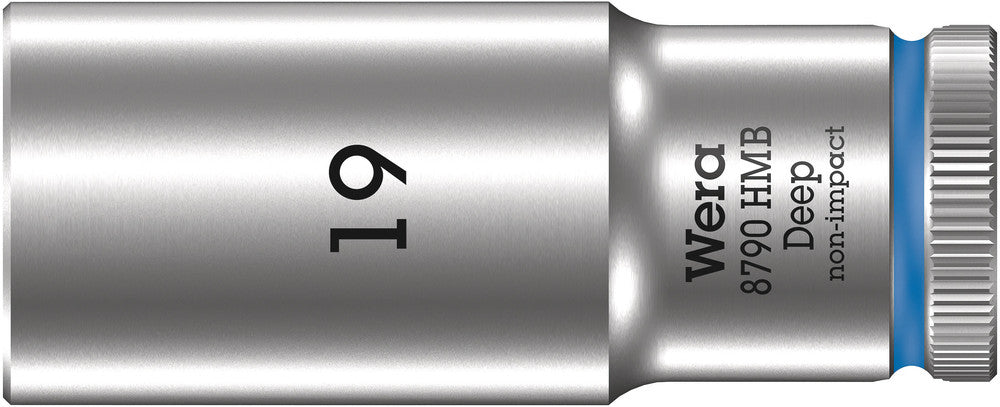 WERA 05004541001 8790 HMB DEEP (3/8" DRIVE SOCKETS - DEEP - 6-POINT) 3/8" DEEP SOCKET SW 19 BLUE