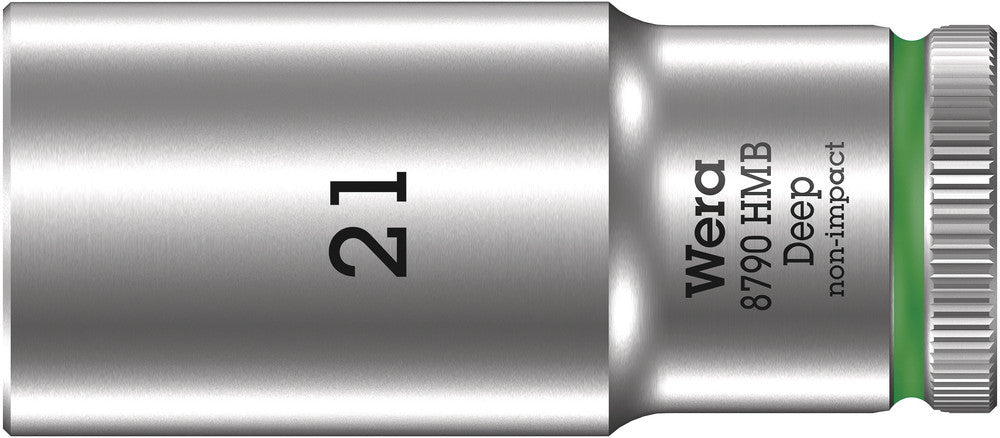 WERA 05004543001 8790 HMB DEEP (3/8" DRIVE SOCKETS - DEEP - 6-POINT) 3/8" DEEP SOCKET SW 21 GREEN