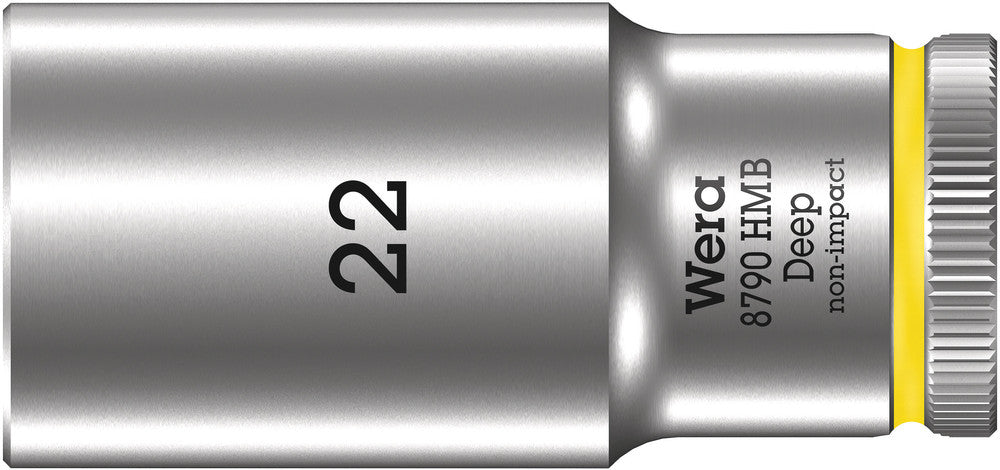 WERA 05004544001 8790 HMB DEEP (3/8" DRIVE SOCKETS - DEEP - 6-POINT) 3/8" DEEP SOCKET SW 22 NEON YELLOW