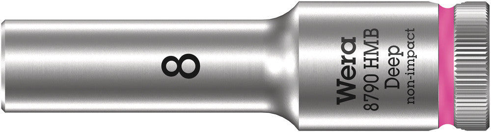 WERA 05004530001 8790 HMB DEEP (3/8" DRIVE SOCKETS - DEEP - 6-POINT) 3/8" DEEP SOCKET SW 8 NEON PINK