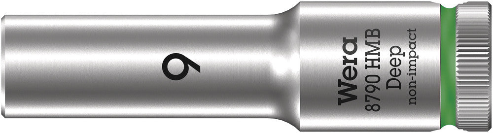 WERA 05004531001 8790 HMB DEEP (3/8" DRIVE SOCKETS - DEEP - 6-POINT) 3/8" DEEP SOCKET SW 9 GREEN