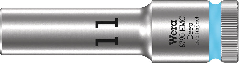 WERA 05004551001 8790 HMC DEEP (1/2" DRIVE SOCKETS - DEEP - 6-POINT) 1/2" DEEP SOCKET SW 11 CYAN