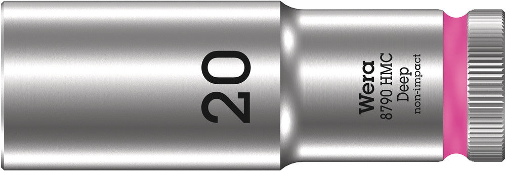 WERA 05004560001 8790 HMC DEEP (1/2" DRIVE SOCKETS - DEEP - 6-POINT) 1/2" DEEP SOCKET SW 20 LIGHT PINK