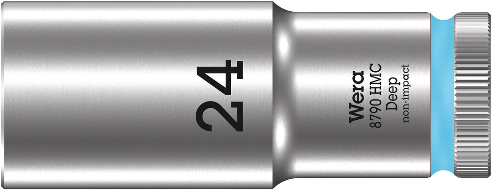 WERA 05004563001 8790 HMC DEEP (1/2" DRIVE SOCKETS - DEEP - 6-POINT) 1/2" DEEP SOCKET SW 24 CYAN