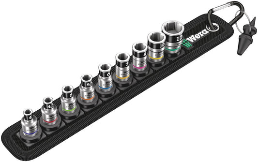 WERA 05003880001 BELT 1 ZYKLOP SOCKET SET WITH HOLDING FUNCTION, 1/4" DRIVE, 10 PIECES