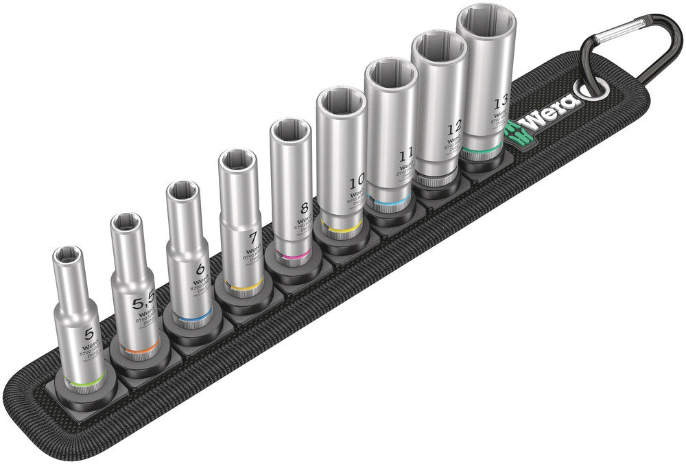 WERA 05004525001 BELT A DEEP 1 (8790 HMA DEEP SOCKETS ON BELT - 9 PIECE SET - SW 5 - SW 13)