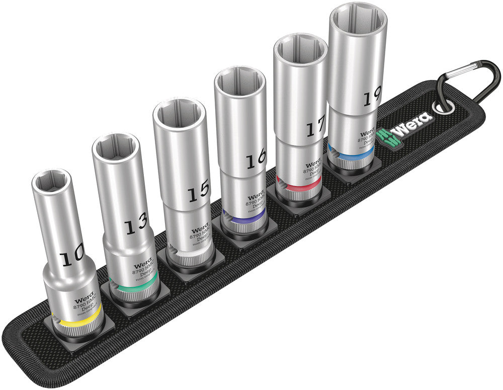 WERA 05004565001 BELT C DEEP 1 (8790 HMC DEEP SOCKETS ON BELT - 6 PIECE SET - SW 10/13/15/16/17/19) SAME SIZES AS BELT C 1 (SW 10 - SW 19)