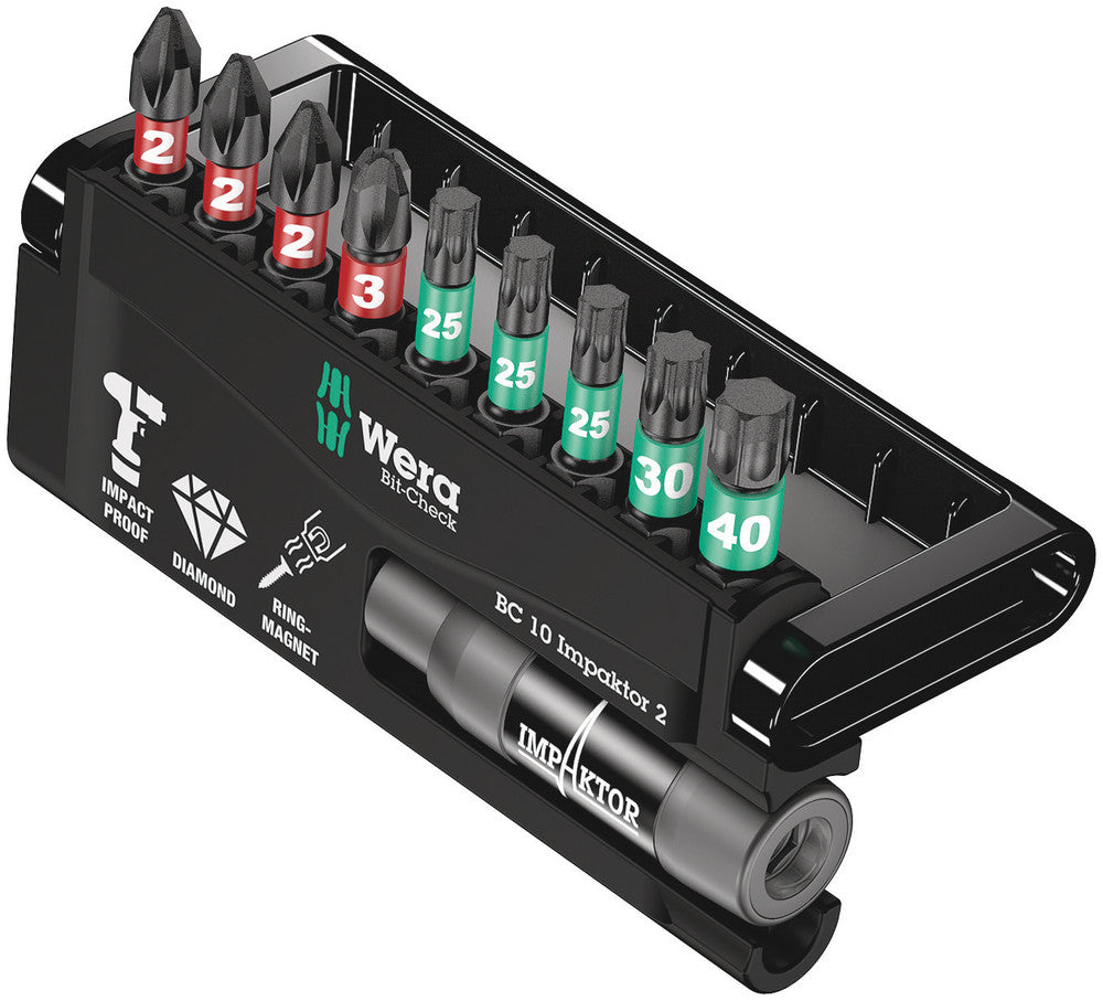 WERA 05057682001 BIT-CHECK 10 IMPAKTOR 2 BITS-ASSORTMENT