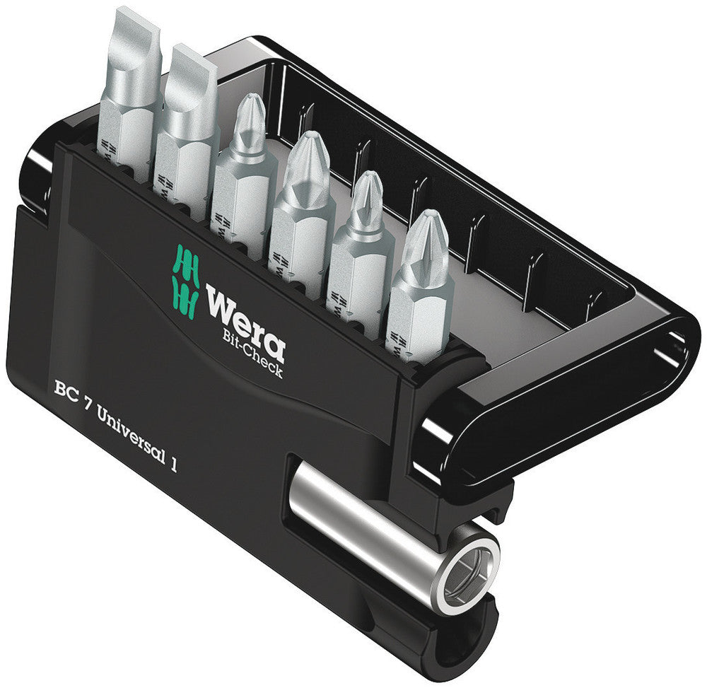 WERA 05056295001 BIT-CHECK 7 UNIVERSAL 1 BITS F. SLOTTED/PH/PZ SCREWS + BITHOLDER