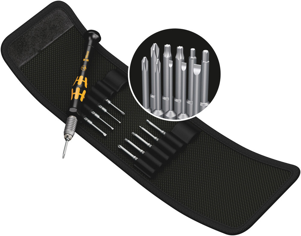 WERA 05073670001 KRAFTFORM KOMPAKT MICRO-SET ESD/11 SB BIT SET WITH HANDLE AND INTER-CHANGEABLE BLADES
