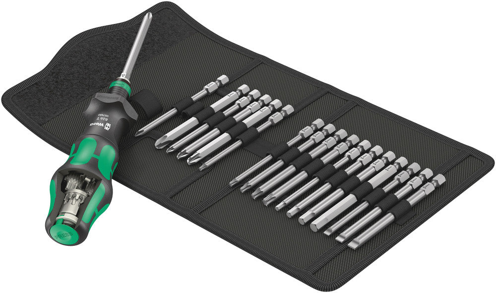 WERA 05057482001 KRAFTFORM KOMPAKT TURBO SET WITH BITS & POUCH METRIC