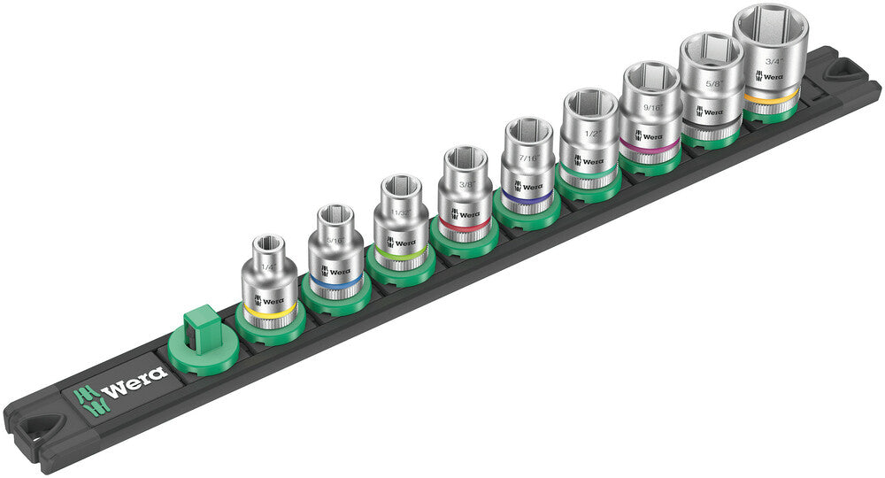 WERA 05005450001 MAGNETIC SOCKET RAIL B IMPERIAL 1 ZYKLOP SOCKET SET 3/8" DRIVE, IMPERIAL, 9 PIECES