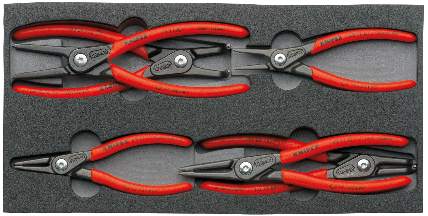Knipex 00 20 01 V02 6 Pc Circlip Pliers Set In Foam Tray - KNIPEX Tools