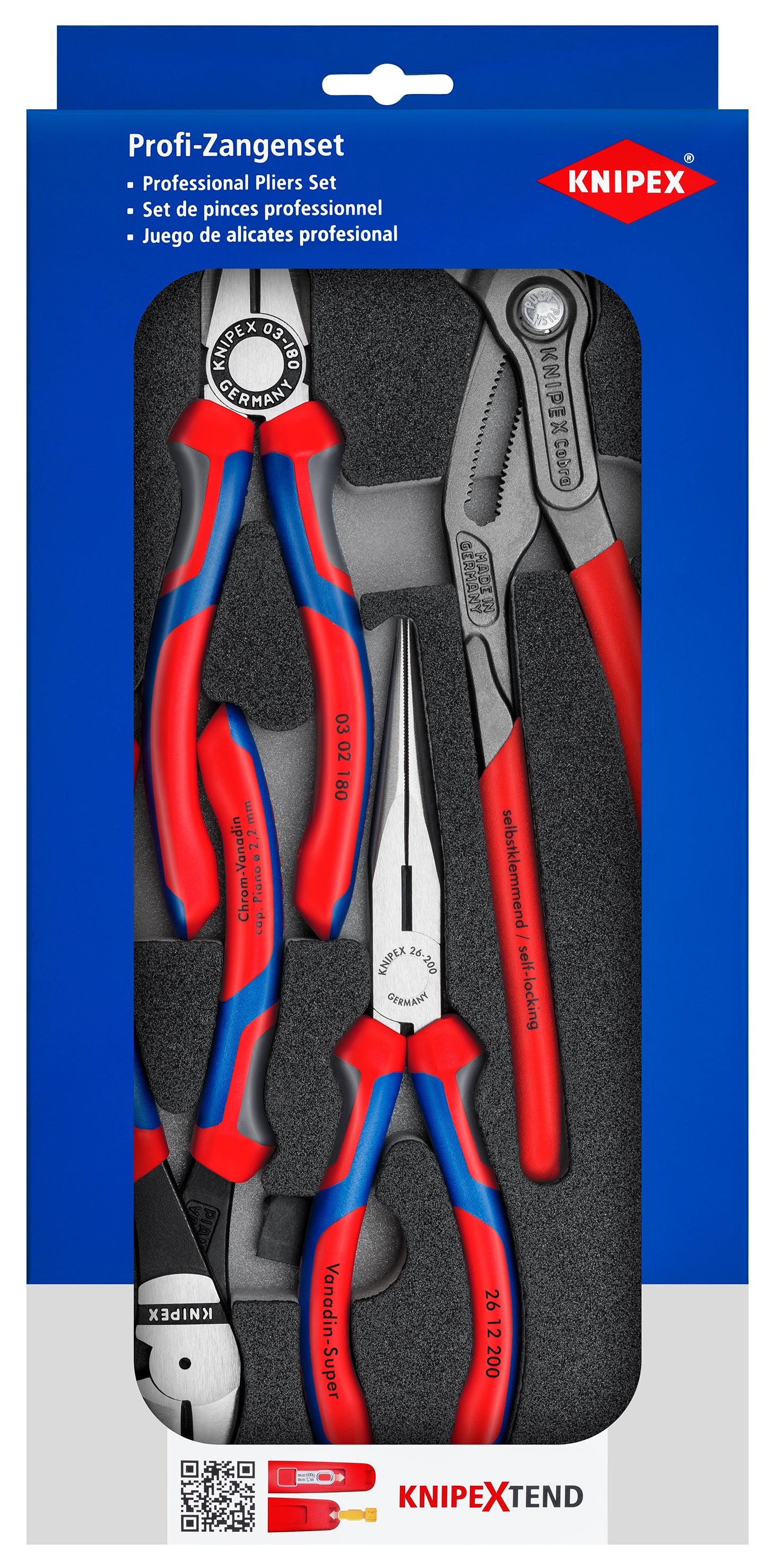 Knipex 00 20 01 V15 4 Pc Basic Pliers Set in Foam Tray - image 2