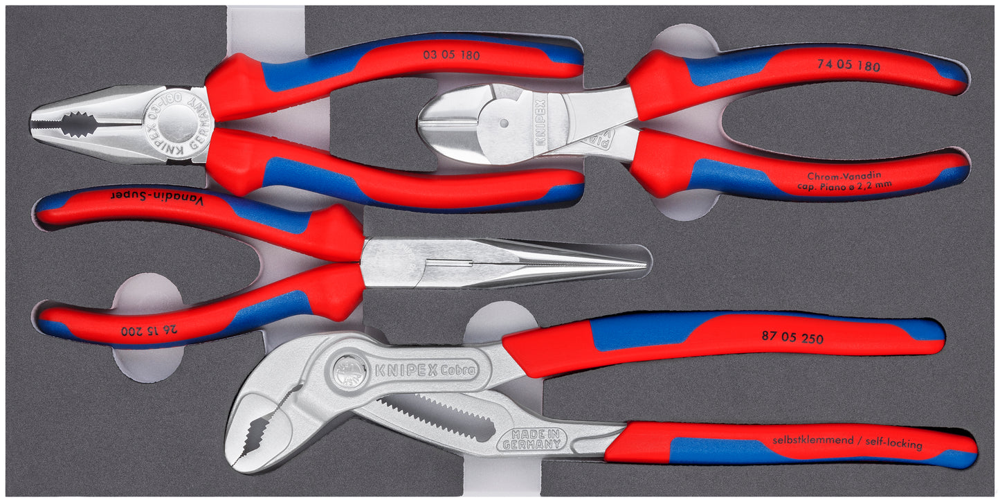 Knipex 00 20 01 V17 4 Pc Chrome Pliers in Foam Tray - KNIPEX Tools