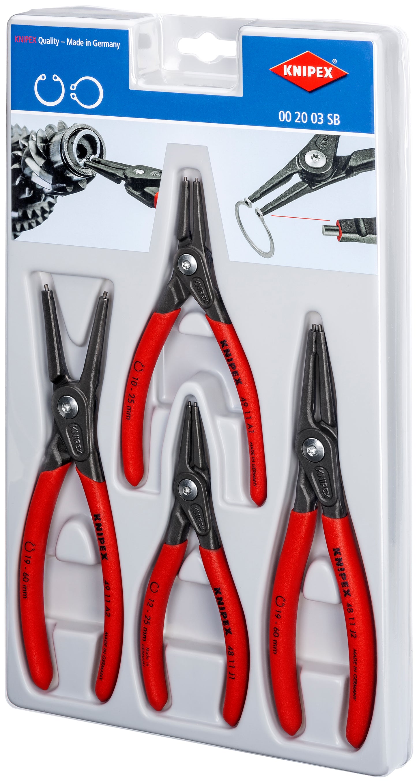 Knipex 00 20 03 SB 4 Pc Precision Circlip Pliers Set - image 3