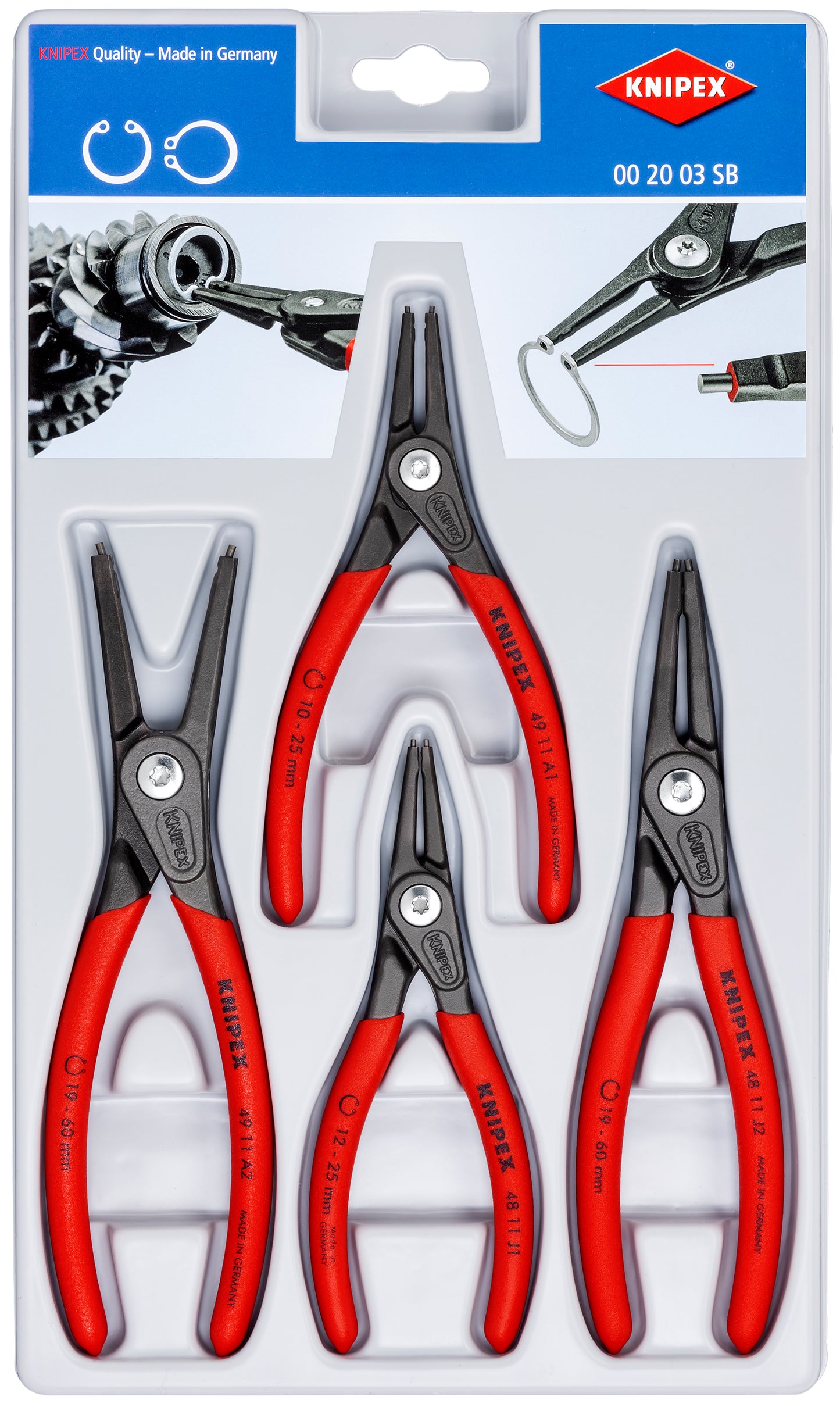Knipex 00 20 03 SB 4 Pc Precision Circlip Pliers Set - image 2
