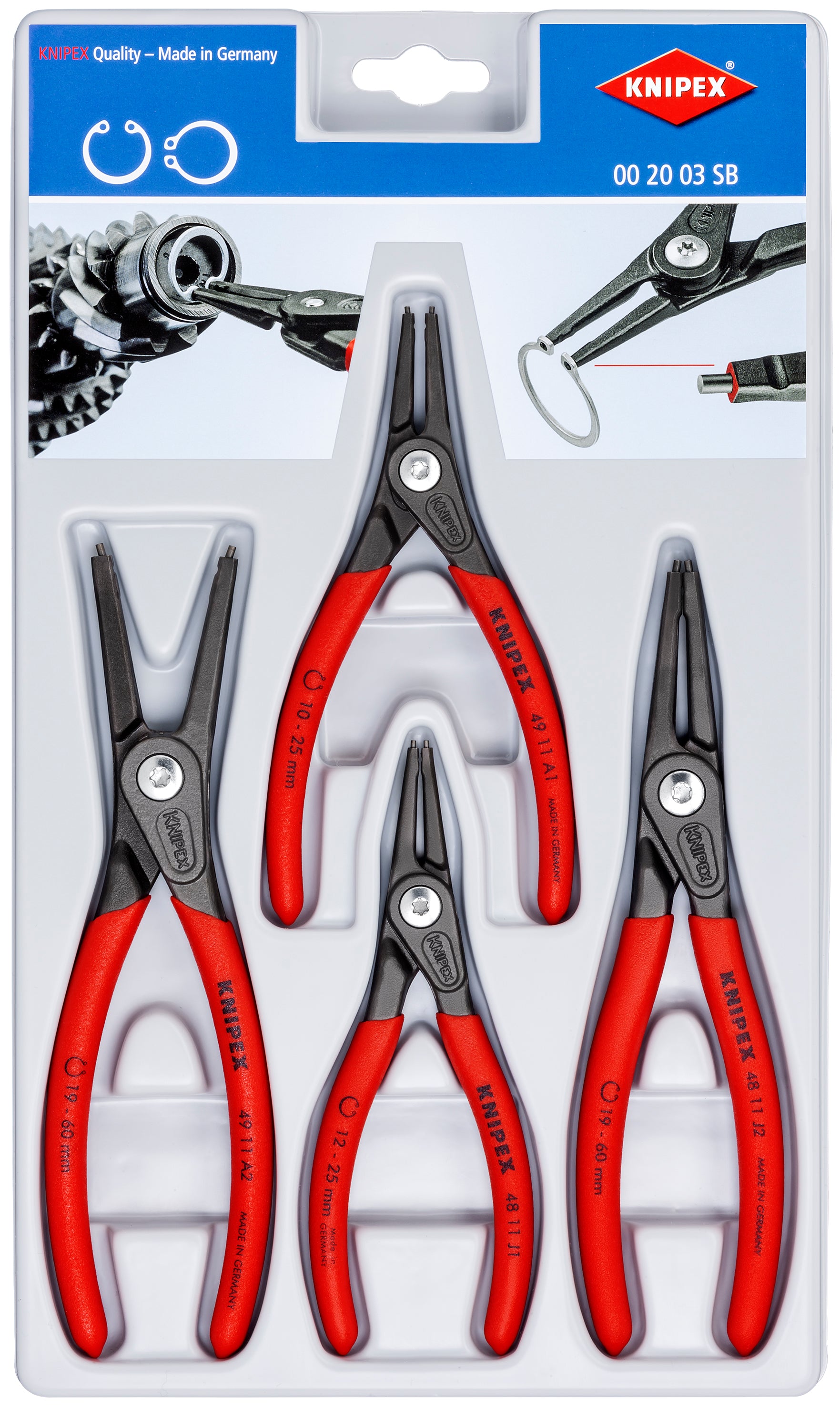 Knipex 00 20 03 SB 4 Pc Precision Circlip Pliers Set - image 2