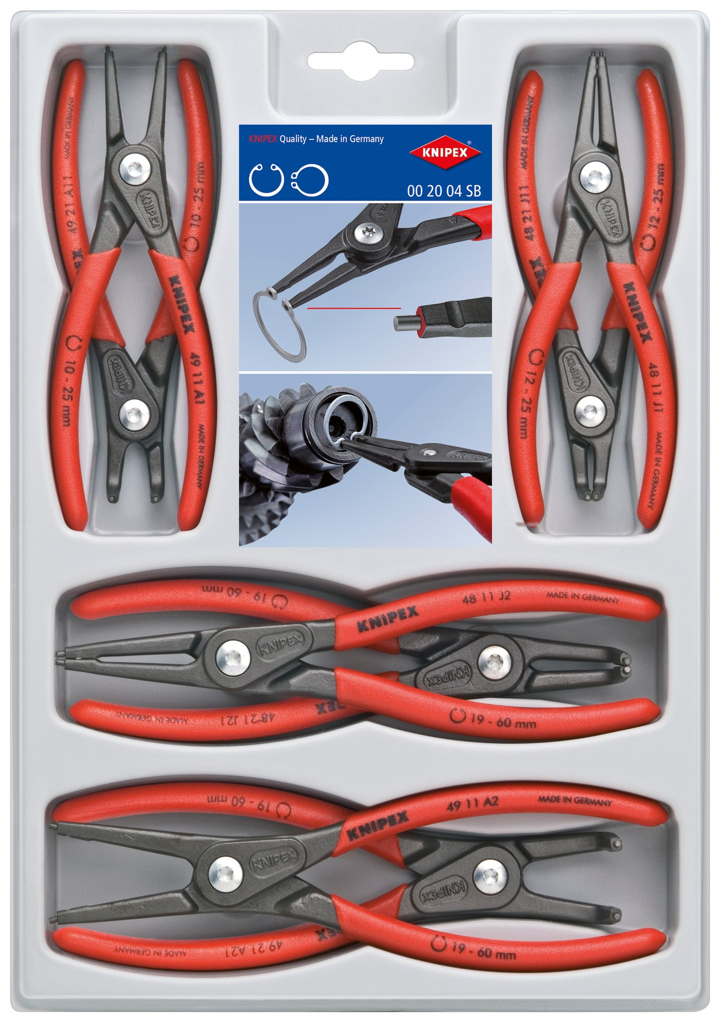 Knipex 00 20 04 SB 8 Pc Precision Circlip Pliers Set - image 2