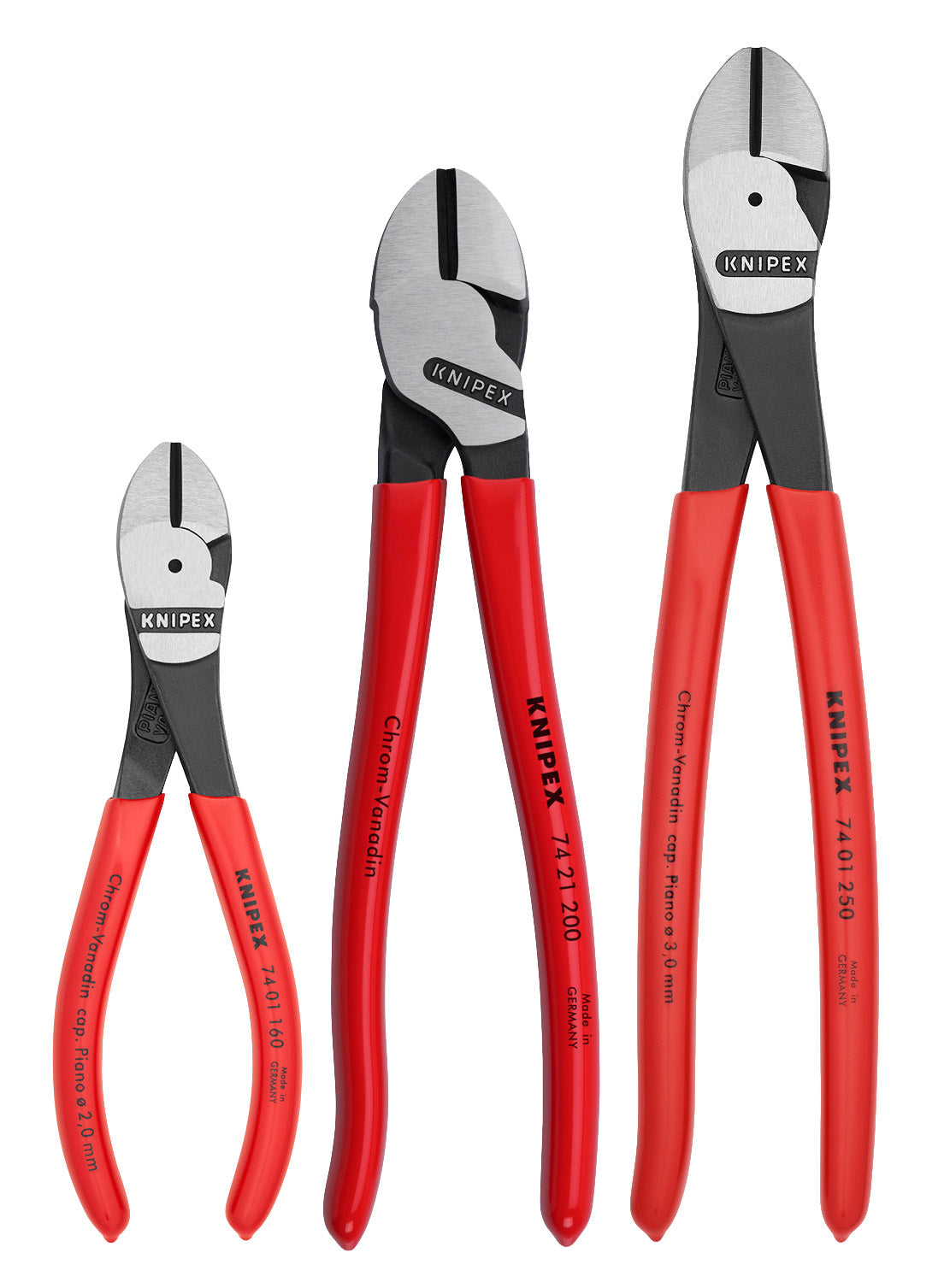 Knipex 00 20 05 US 3 Pc Diagonal Cutters Set (6 1/4", 8" & 10") - KNIPEX Tools