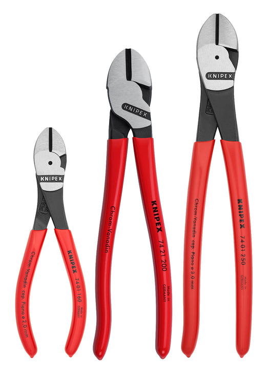 Knipex 00 20 05 US 3 Pc Diagonal Cutters Set (6 1/4", 8" & 10") - KNIPEX Tools