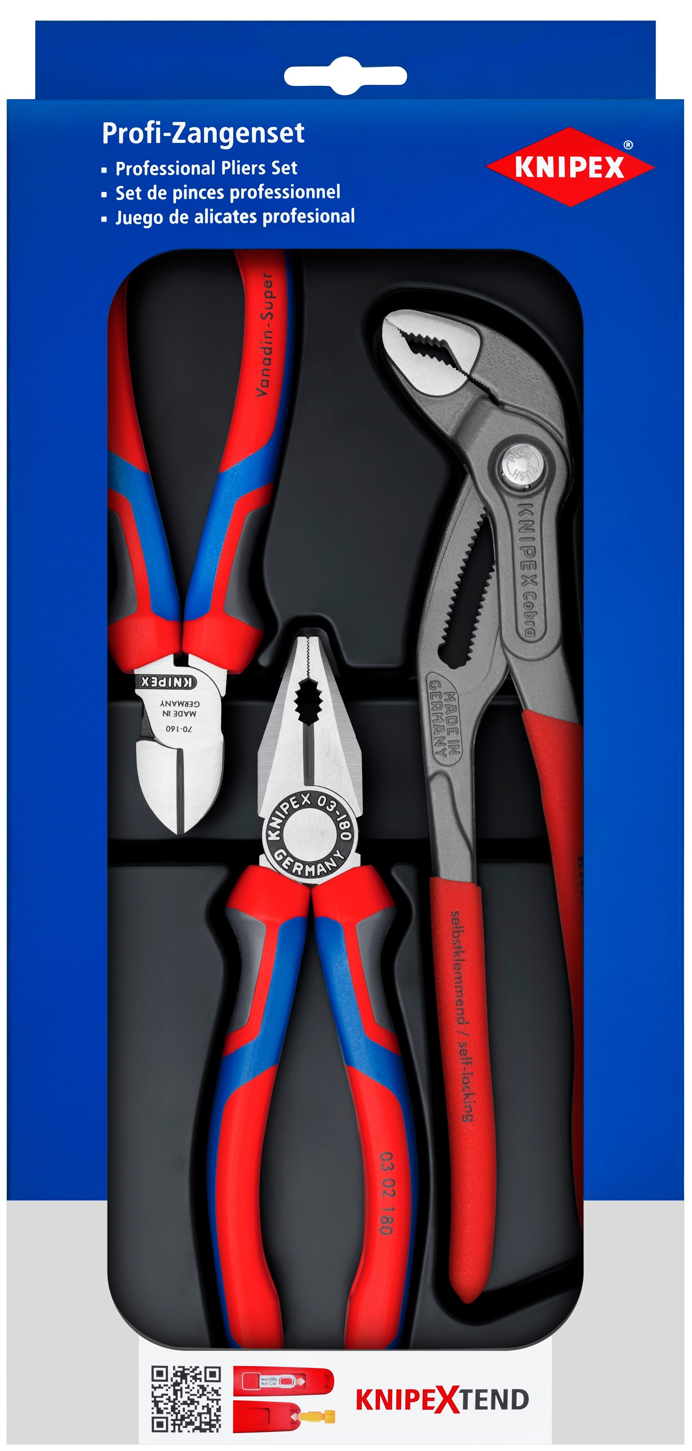 Knipex 00 20 09 V01 3 Pc Combination, Diagonal, Cobra Set - image 2