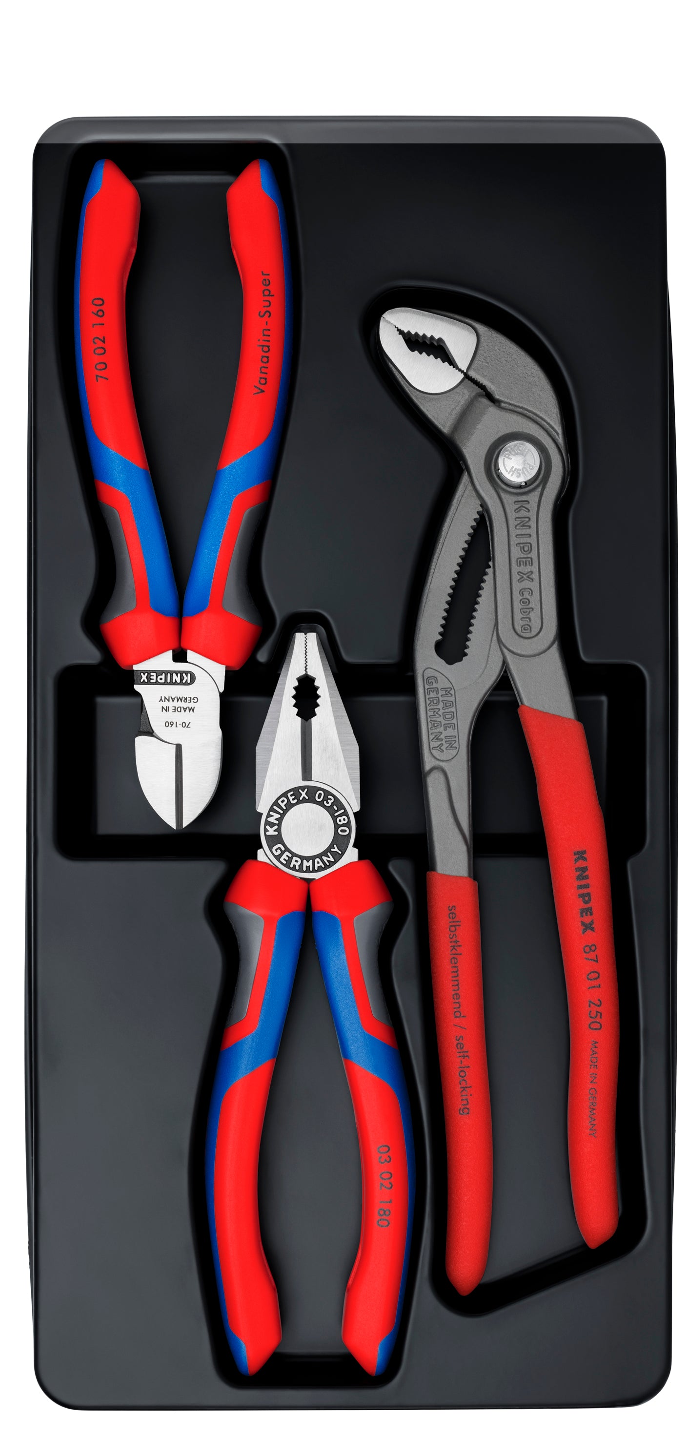 Knipex 00 20 09 V01 3 Pc Combination, Diagonal, Cobra Set - KNIPEX Tools