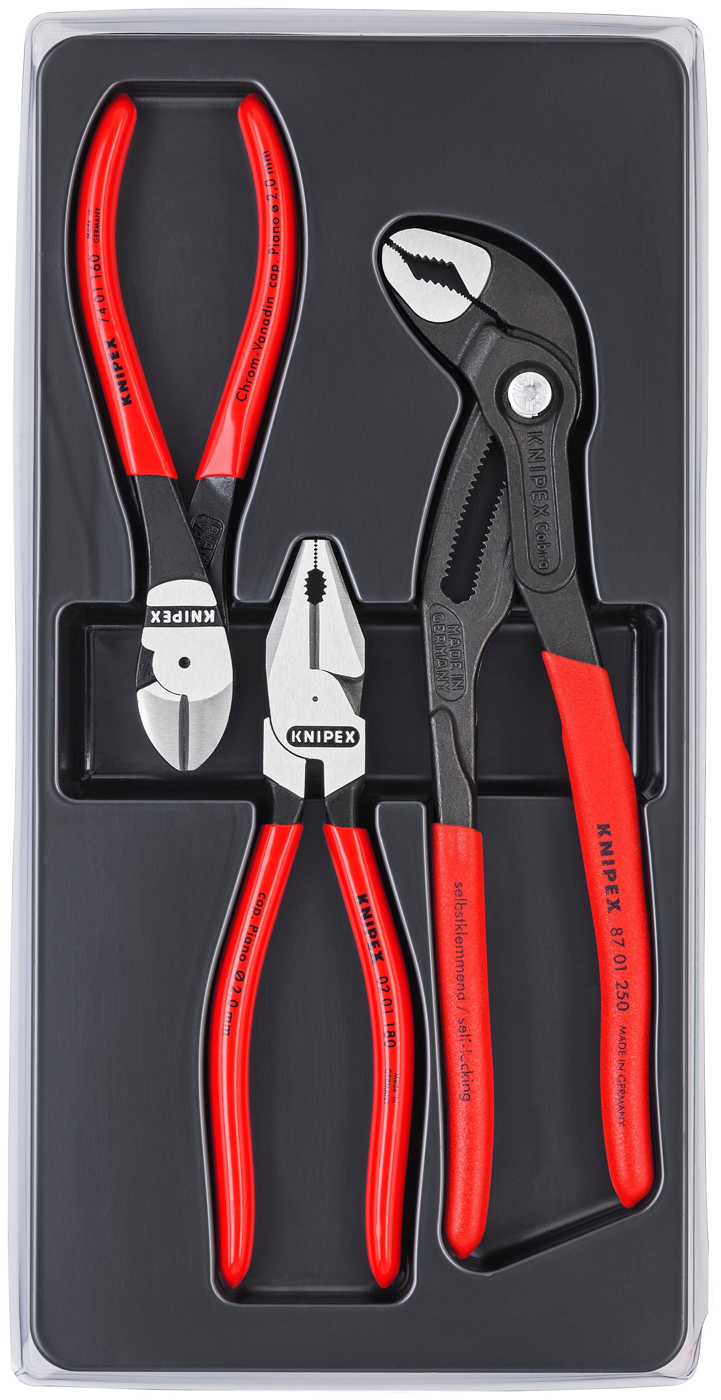 Knipex 00 20 10 3 Pc High Lev. Combination, Diagonal, Cobra Set - KNIPEX Tools